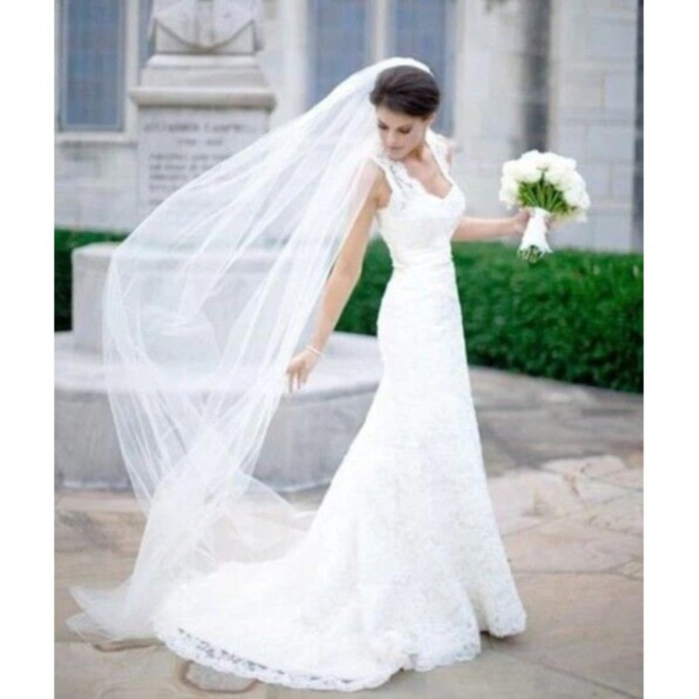 Brides & Hairpins Cristina Simple Veil Cathedral Ivory Single Tier Tulle, 108"
